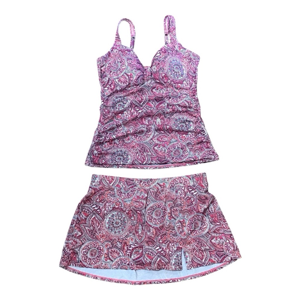 Talbots Pink and Purple Paisley 2 Piece Bathingsuit Set